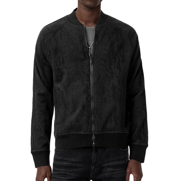 John Varvatos Collection Men's Riggins Python Jacquard Zip Bomber Jacket Black - Picture 6 of 8